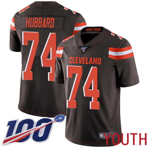 Cleveland Browns Chris Hubbard Youth Brown Limited Jersey #74 NFL Football Home 100th Season Vapor Untouchable
